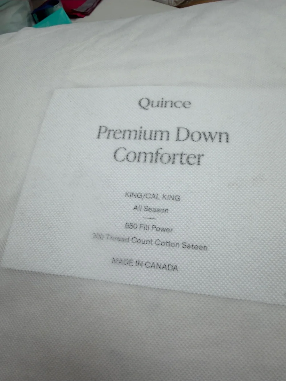NWT QUINCE Premium Down Insert All Season King/ Cal King 9928